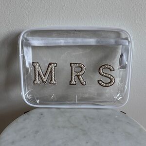 MRS. Bridal Clear White Travel Bag with Pearl Accents